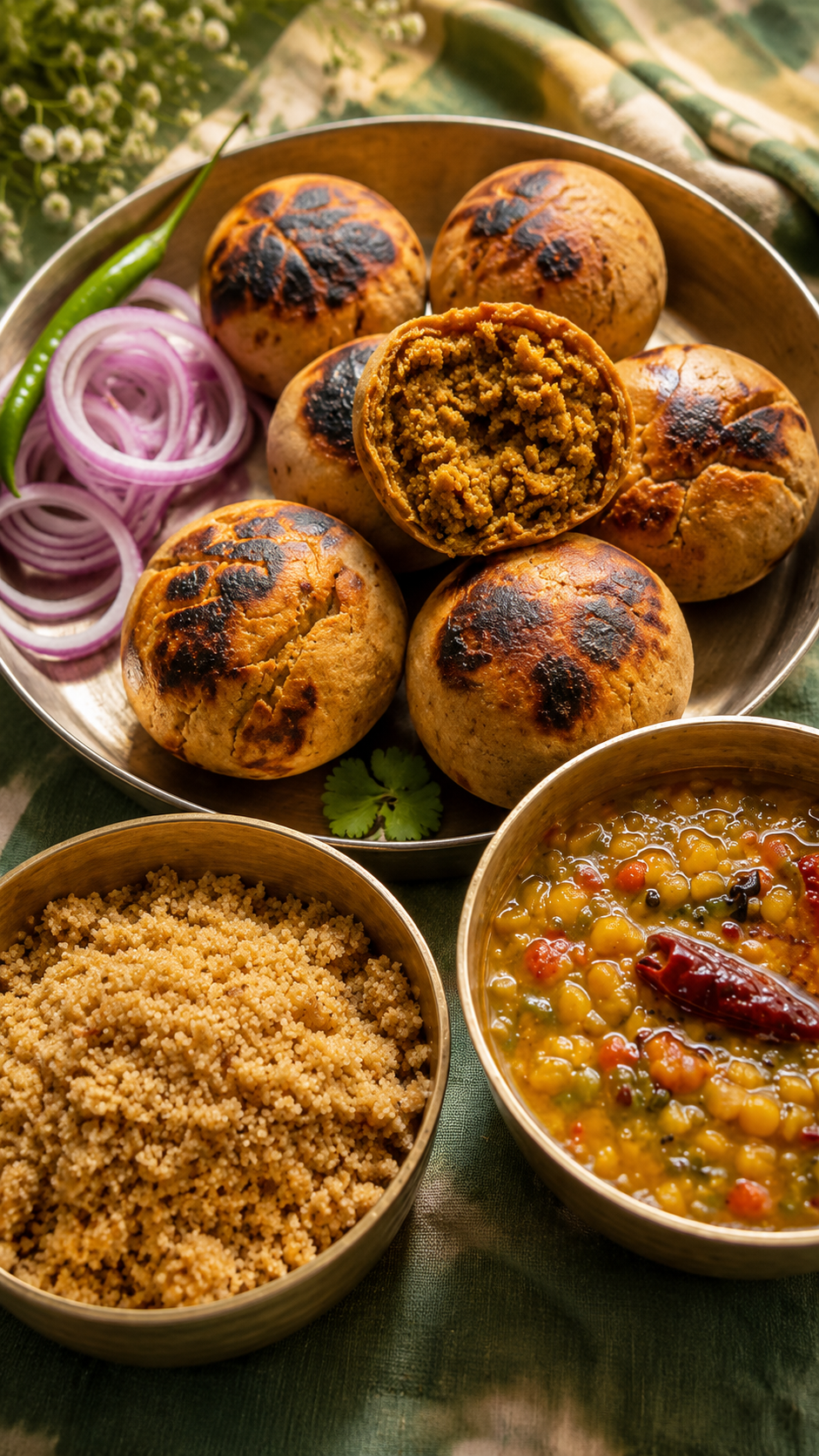 Dal Stuffed Sattu Bati Choorma