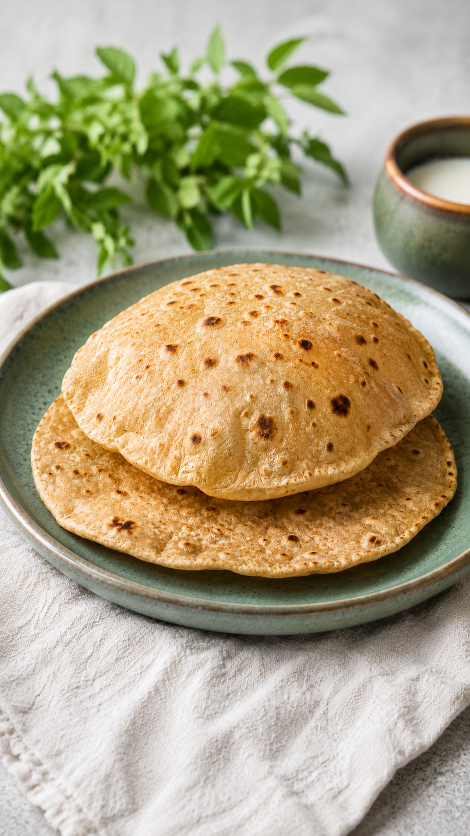 Whole wheat rotis or phulkas